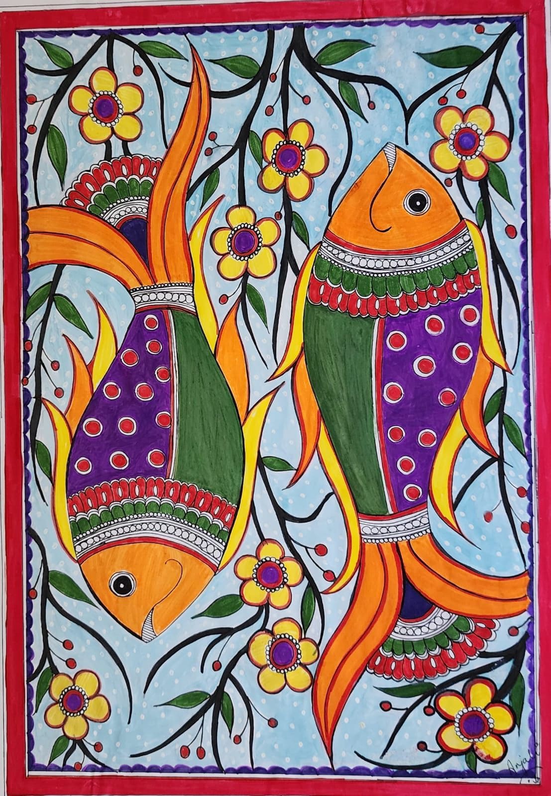 Madhubani-Fischmalerei