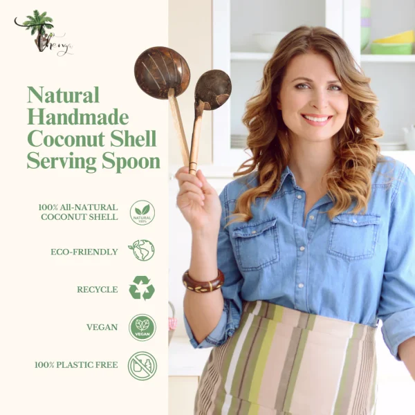 Natural Handmade Coconut Shell Serving Spoons