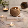 Hand Carved Coconut shell Candle Holder